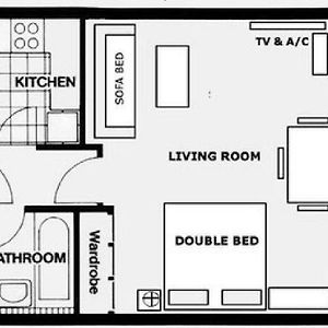 Studio met een King Size Bed